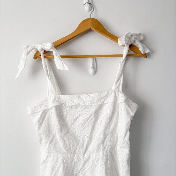 Lulus Sneak a Kiss White Floral Embroidered Tie-Strap Mini Dress White Sz Large - Picture 5 of 9